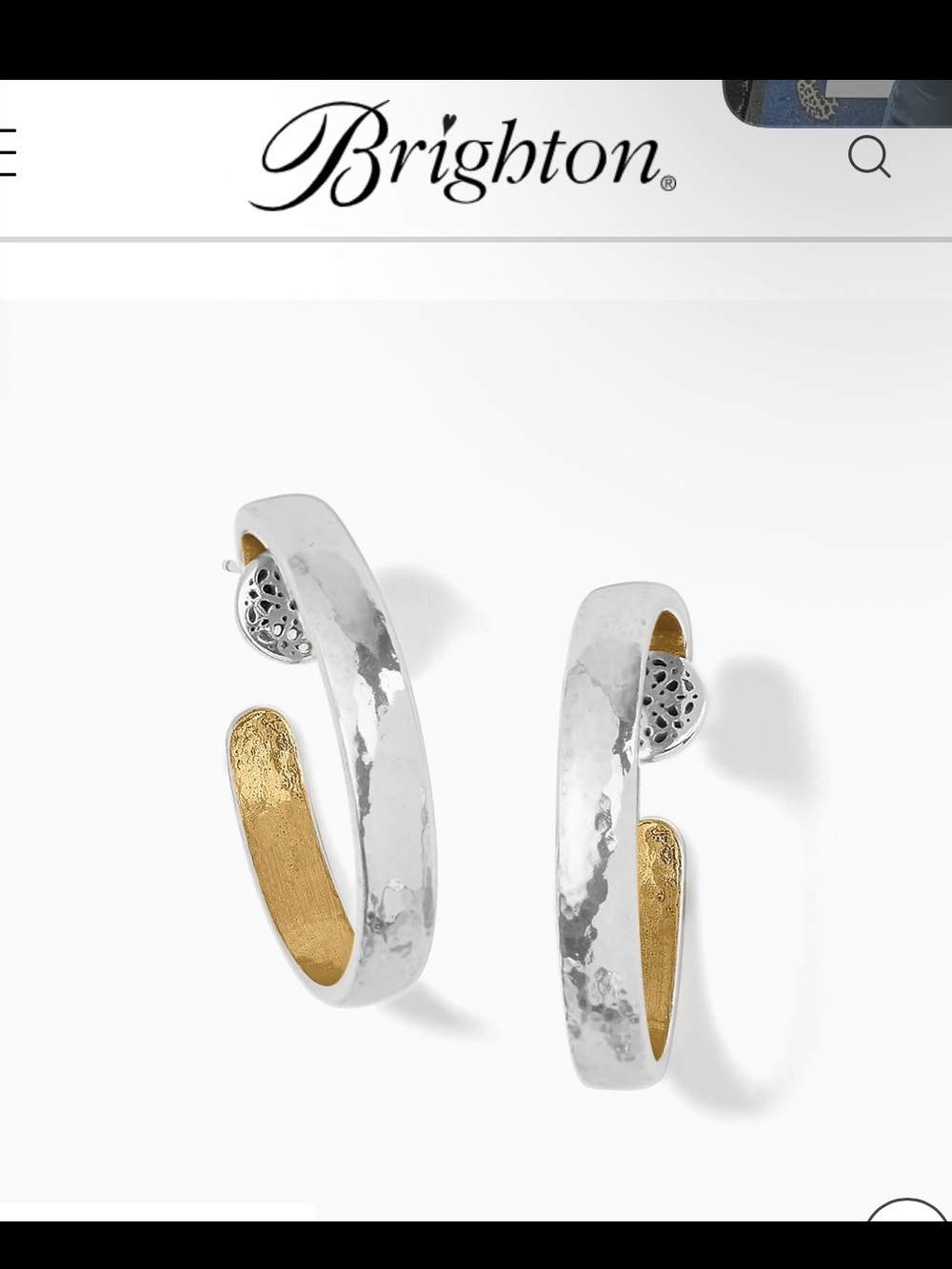 NEW Brighton Two-Tone Hammered Hoop Earrings - Silver & Gold